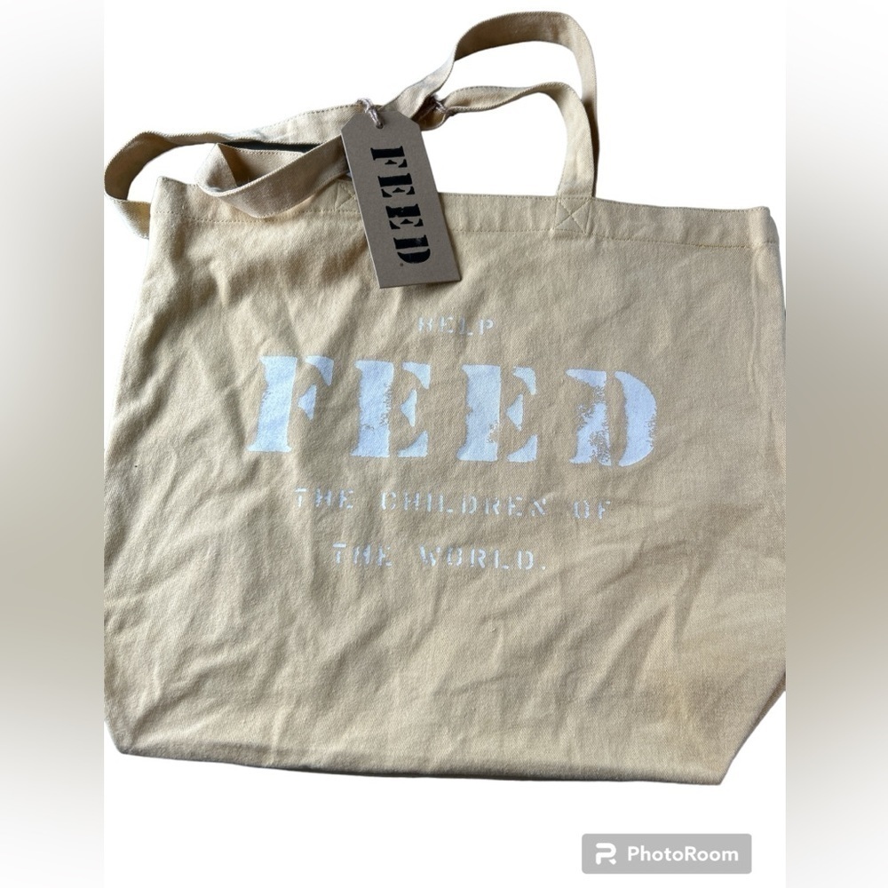 FEED the children Grey cotton canvas tote bag NEW NWT